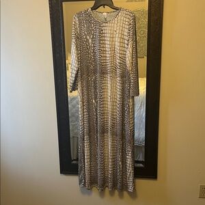 Neutral Snake-Print Maxi Dress in Beige and Brown-Women's available in XL , 1X